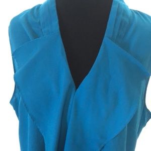 Banana Republic teal sleeveless blouse career XL